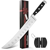 GrandMesser Butcher Knife, 10″ Cimeter Breaking Knife for Meat Cutting, Forged High Carbon Steel, Triple Riveted Ergonomic Handle Design.