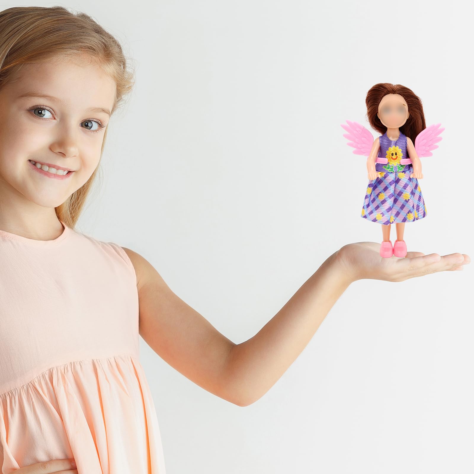 Miunana 25 PCS 5.3 Inch Girl Doll Clothes Dress Outfits and Shoes with 4 Pairs of Shoes for 4-6 Inch Girl Dolls Clothes and Accessories Doll Top and Pants Wings