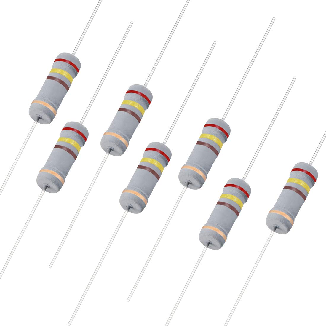 Sourcingmap 50Pcs 240 Ohm Resistor, 2W 5% Tolerance Carbon Film Resistors, 4 Bands for DIY Electronic Projects and Experiments