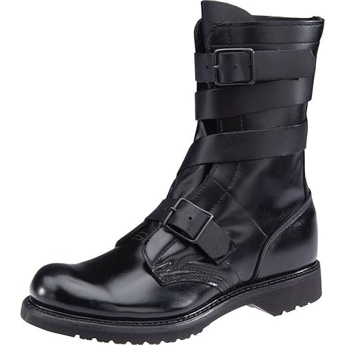 black leather tanker boots