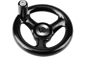 Hand Wheel Crank,12 100mm Black Round 3 Spoke Hand Wheel with Revolving Handle for Milling Machine, Lathes, Grinders