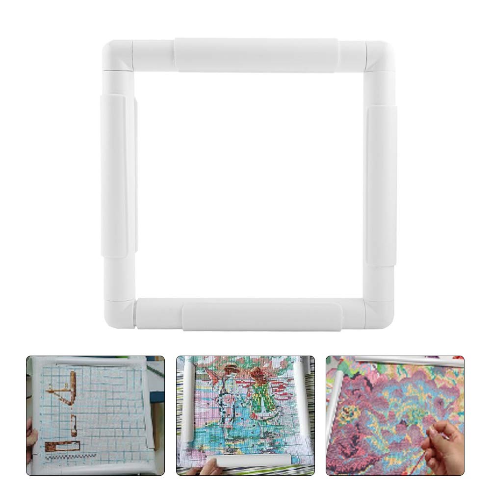 Embroidery Clip Frame, Plastic Square Frame Embroidery Hoop for Quilting Needlepoint Cross Stitch Silk-Painting 20.3×20.3cm for Craft Enthusiasts