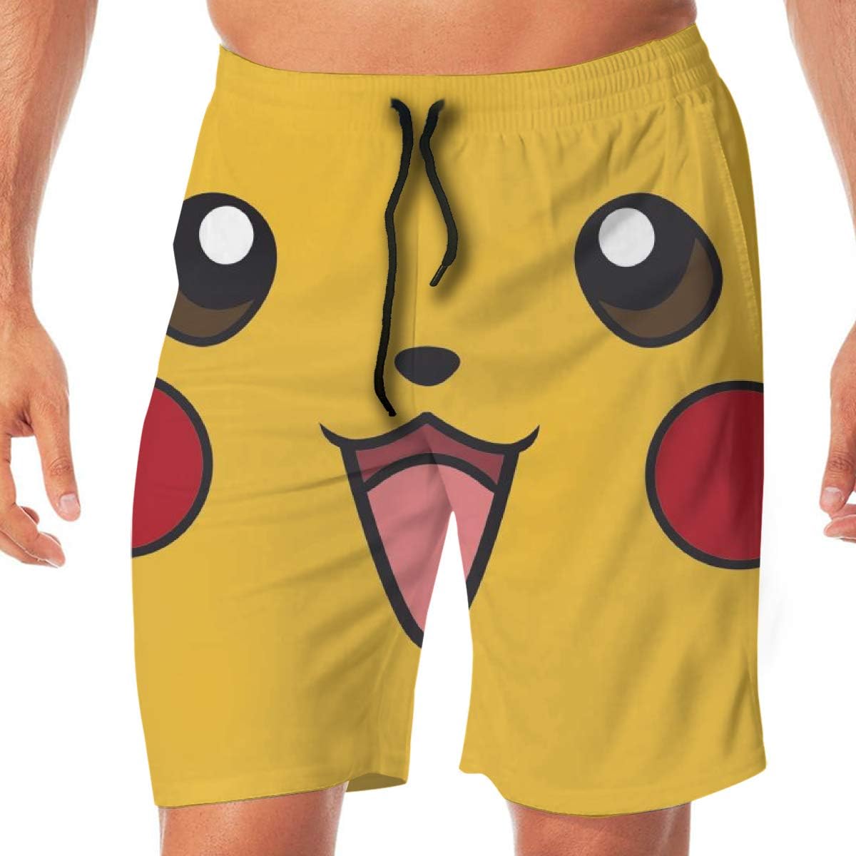 Greatbe Men's Summer Swim Trunks Cute Pokemon - Pikachu Beach Board Shorts for Men/Yonth/Teen/Boy