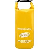 WELL-STRONG Waterproof First Aid Kit Roll Top Boat Emergency Kit with Waterproof Contents for Fishing Kayaking Boating Swimming Camping Rafting Beach Yellow