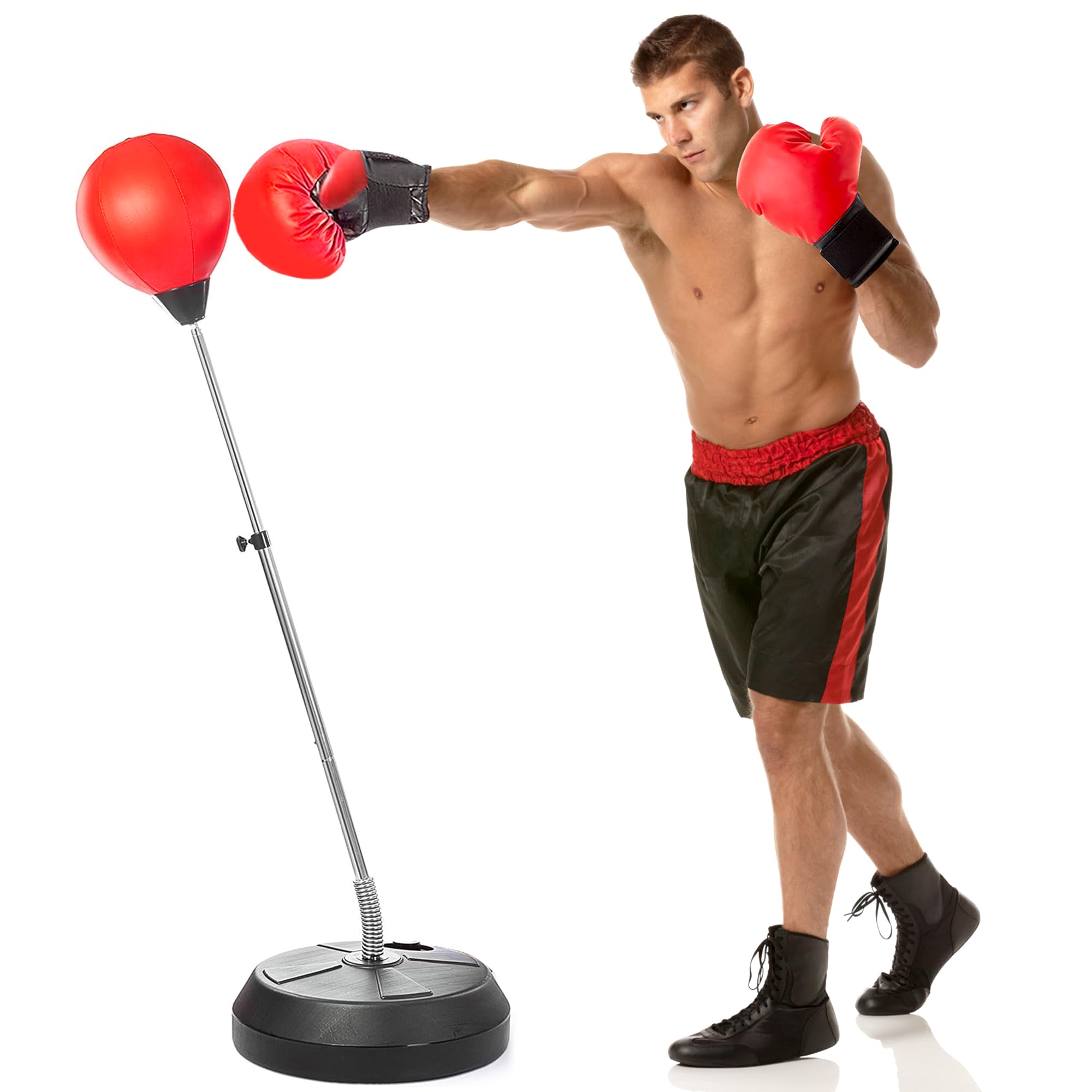 Photo 1 of ?Fitness Reflex Bag, Speed Ball Stand Punching Bag with Gloves, Height Adjustable Reflex Bag for Teens&Adults, Speed Bag Perfect for MMA Training, Stress Relief & Fitness, Ideal for Gifts ? ?