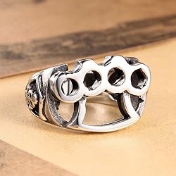 Silver Biker Ring 316L Stainless Steel Boxing