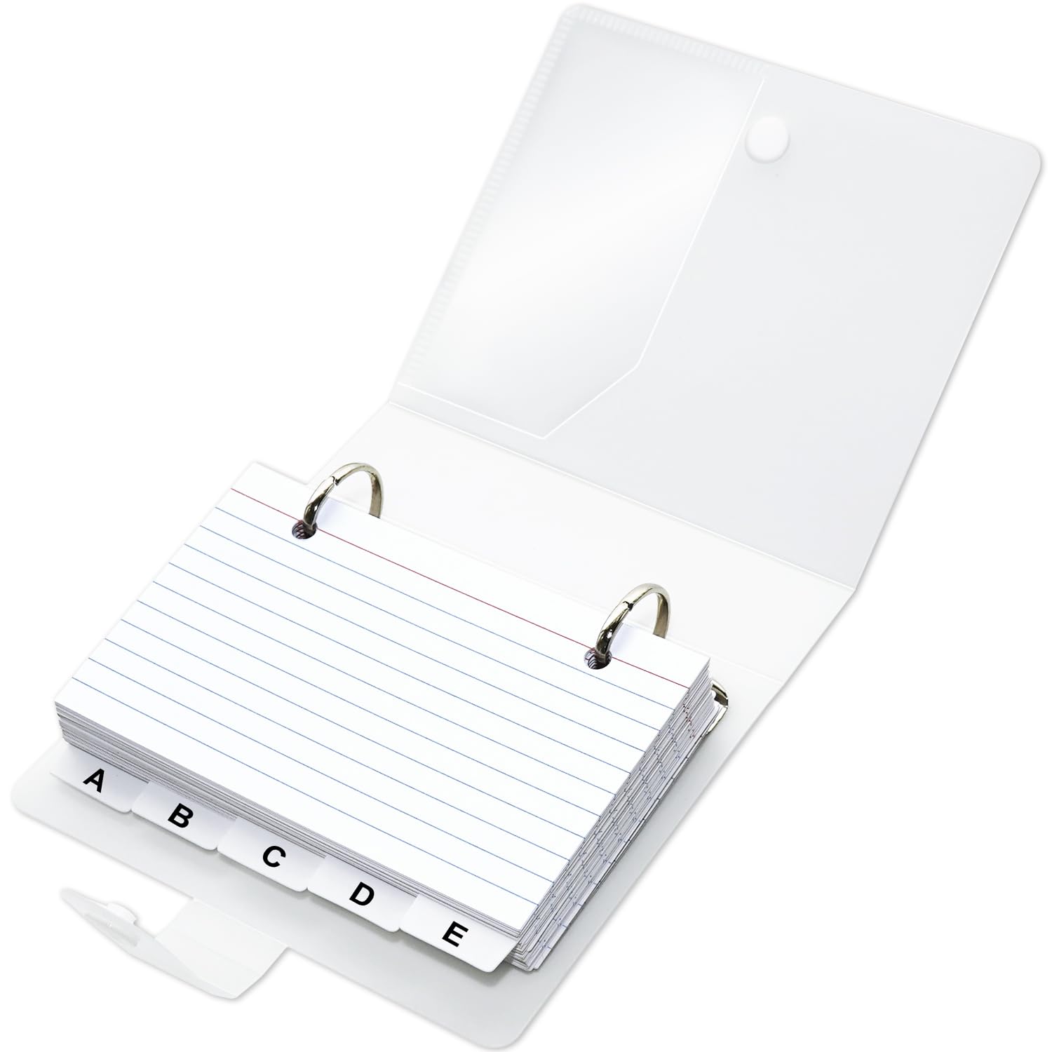 Photo 1 of 3x5 Lined Index Cards with Ring Binder Holder and Dividers, 100 Ruled Cards, White