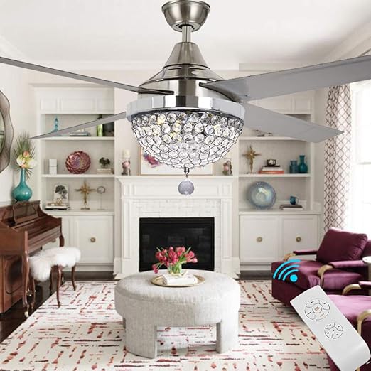 TiptonLight Modern Ceiling Fans with Light, Remote control Crystal Chandelier Ceiling Fans 44Inch Home Decorative Lamp for Living Room, Bedroom, Dining Room - - Amazon.com
