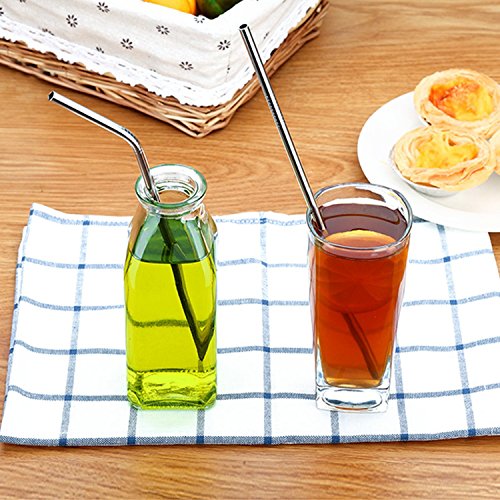 YIHONG Set of 8 Reusable Stainless Steel Metal Straws- Ultra Long 10.5 Inch- Regular Size 6 mm Wide - 30oz Tumblers Compatible - 4 Straight+ 4 Bent+ 2 Brushes+ 1 Pouch - Thumbnail 4