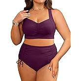 Daci Women Plus Size High Waisted Bikini Set - Two Piece Swimsuits Tummy Control Bathing Suit Ruched Bottom 2025
