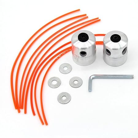 SWNKDG 2st Aluminium Fadenkopf Rasentrimmer Kopf Doppelfadenkopf Fadenspule Nylonfaden für Benzin Motorsense Rasentrimmer