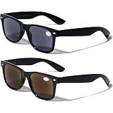 V.W.E. 2 Pairs Classic Outdoor Reading Sunglasses - Comfortable Stylish Simple Readers - Not Bifocal