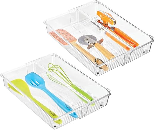 Amazon Com Mdesign Adjustable Expandable Plastic Kitchen Cabinet