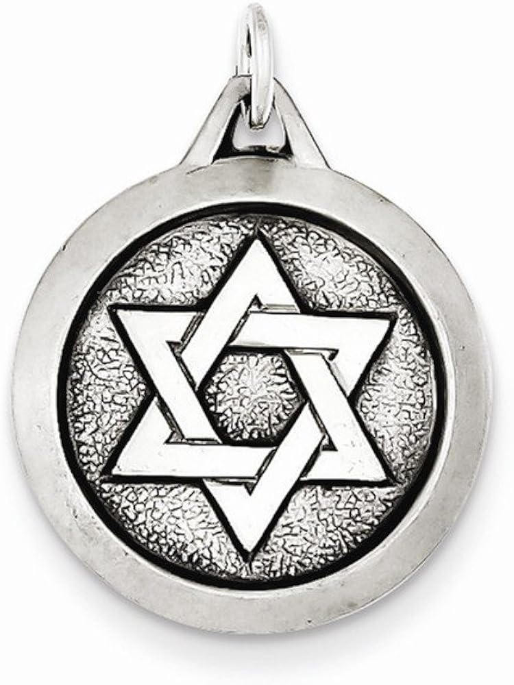 Sterling Silver Antiqued Star of David Medal Jewelry