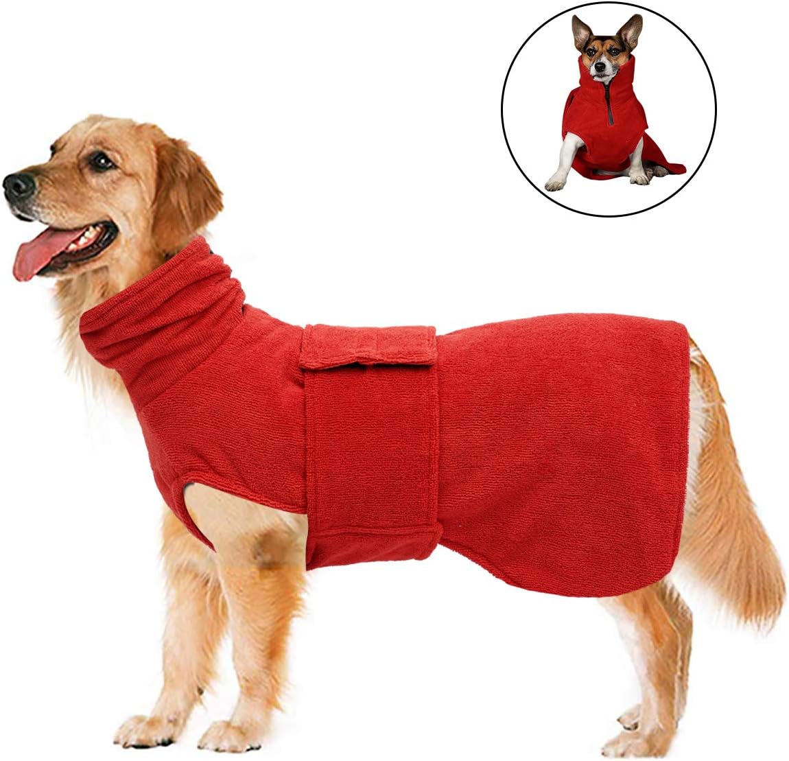 Geyecete Dog Bathrobe Soft Super Absorbent Luxuriously Microfiber Dog Drying Towel Robe,Pet Dog Cat Bath Robe Towel
