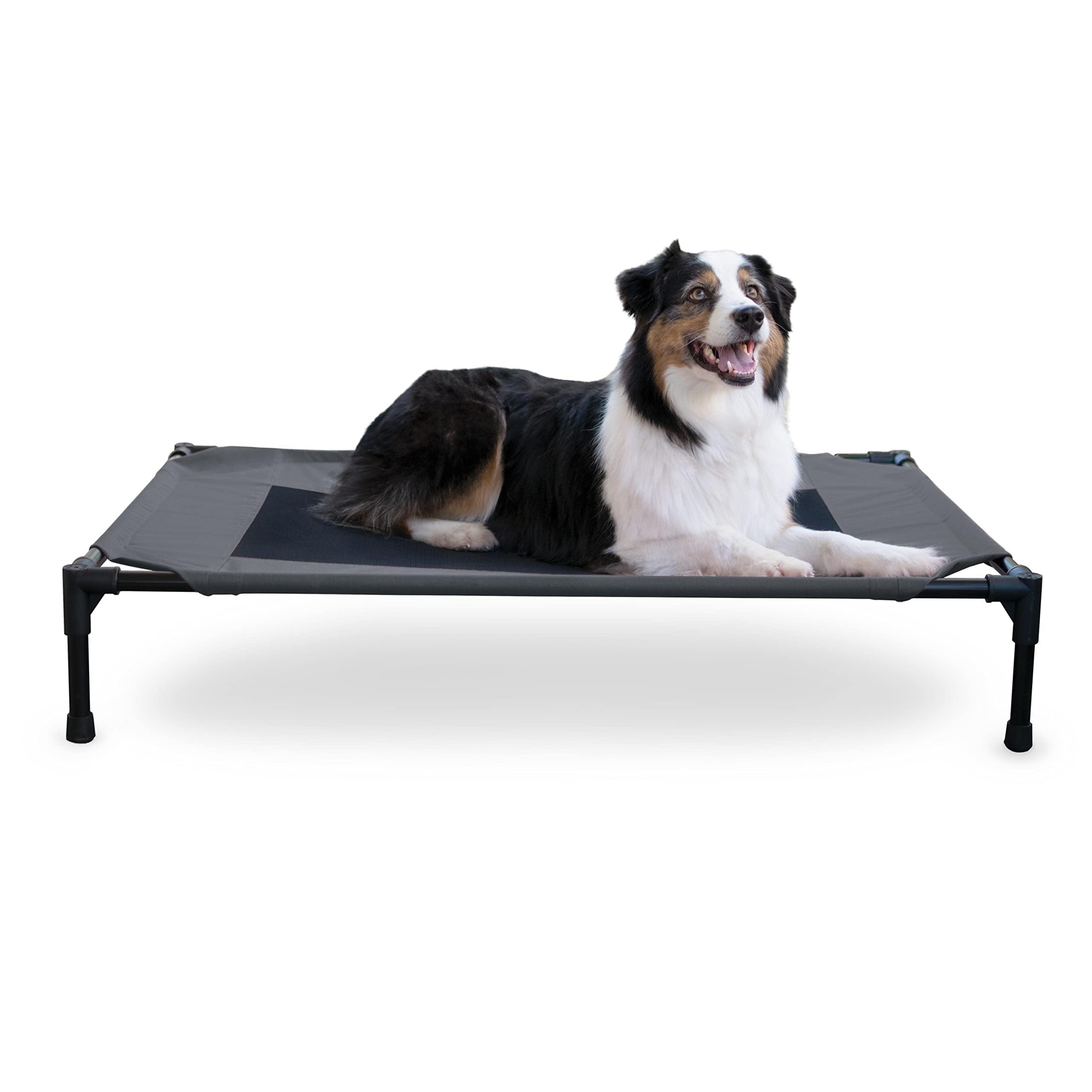 K&H Pet Products Outdoor Elevated Dog Cot, Breathable Cooling Elevated Cot Hammock Pet Bed for Large Dogs, Washable Mesh Cover, Raised Metal Frame, Collapsible, Portable - Large 42 X 30in Charcoal Image