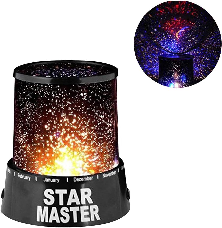 jkbfyt Amazing LED Starry Night Sky Projector Lamp Star Light Cosmos Master Kids Gift Bedroom Light Gift Romantic Colorful Lights (Black)