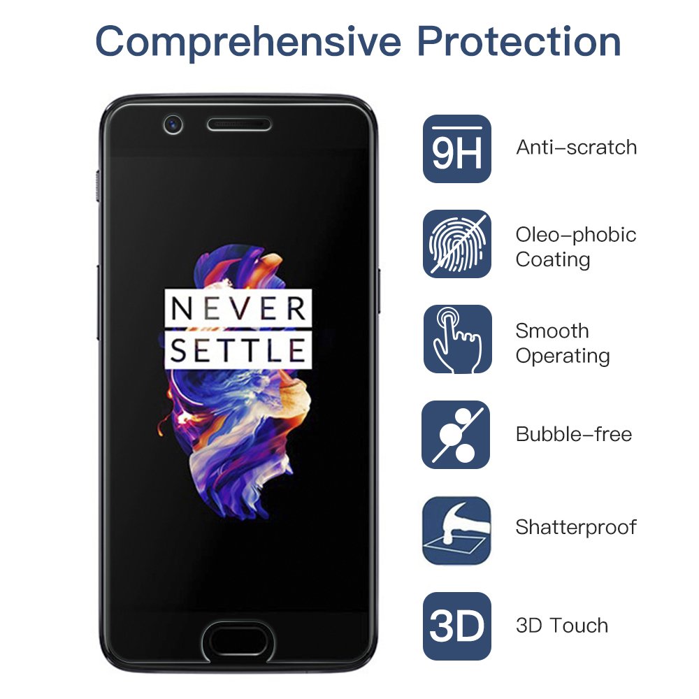 Panzerglas Schutzfolie für OnePlus 5 - [2 Stück]Senisttech OnePlus 5 Panzerglasfolie - 9H Härte Displayschutzfolie, Ultra Kristallklar 99% Transparenz-Schutz vor Kratzen, Öl, Bläschen