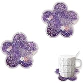 2 Pack Funny Drink Coasters Sakura Quicksand Coaster Silicone Tea Cup Mats Coffee Coasters Non-Slip Insulation Cup Pad Home Office Table Decor, 5.5 Inches