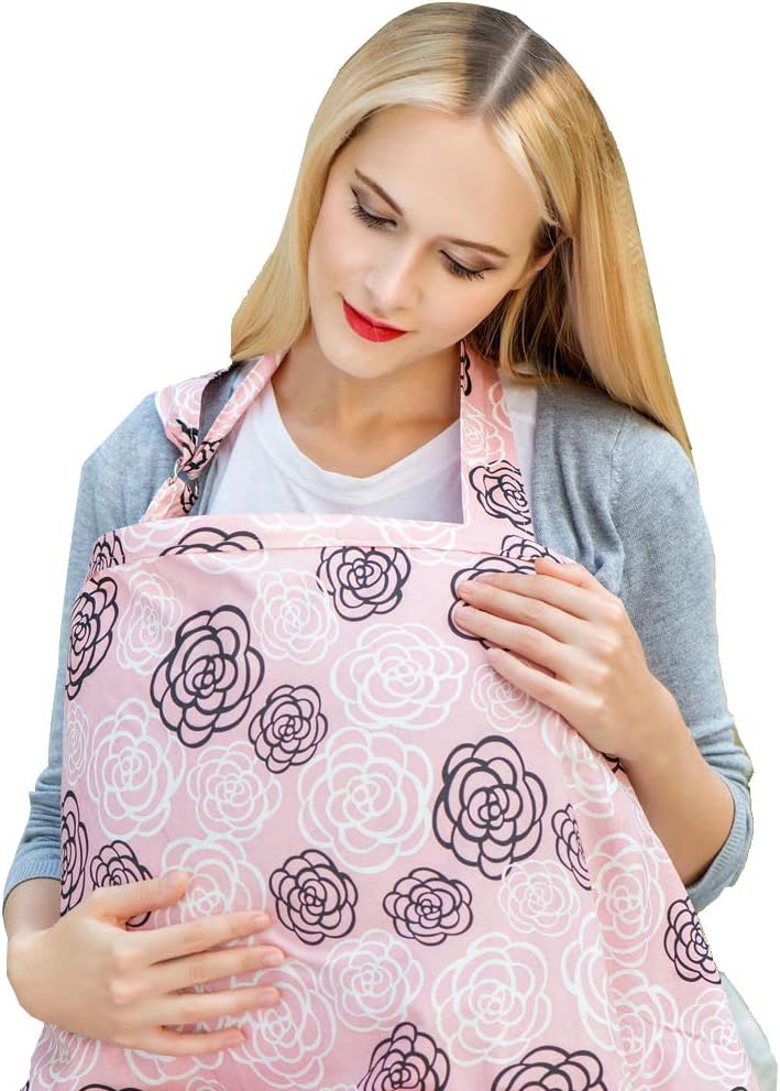 Breastfeeding Cover, Breathable Cotton Nursing Cover Scarf Breastfeeding Apron Shawl for Baby Car Seat Cover Baby Swaddle Blanket