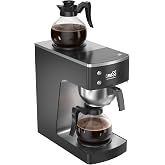 crosson 12 Cup Commercial Drip Coffee Brewer with Upper and Lower Warmer &amp; 2 Glass Decanter,Pour Over Coffee Maker with Easy Clean Fingerprint Free Housing and 304 Stainless Steel Funnel