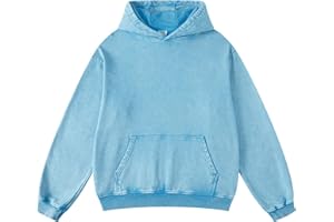 FAIABLE Mens Women Oversized Acid Wash Hoodie Unisex Cotton Heavyweight Sweatshirt Vintage Terry Sweatshirts Tops 2025