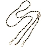 CALFOVERA 54.3 Inches Thin Purse Chain Strap Adjustable Microfiber Black PU Leather Handbag Chain Strap Replacement with Gold Alloy Buckles for Small Women Bags Crossbody Shoulder Bags