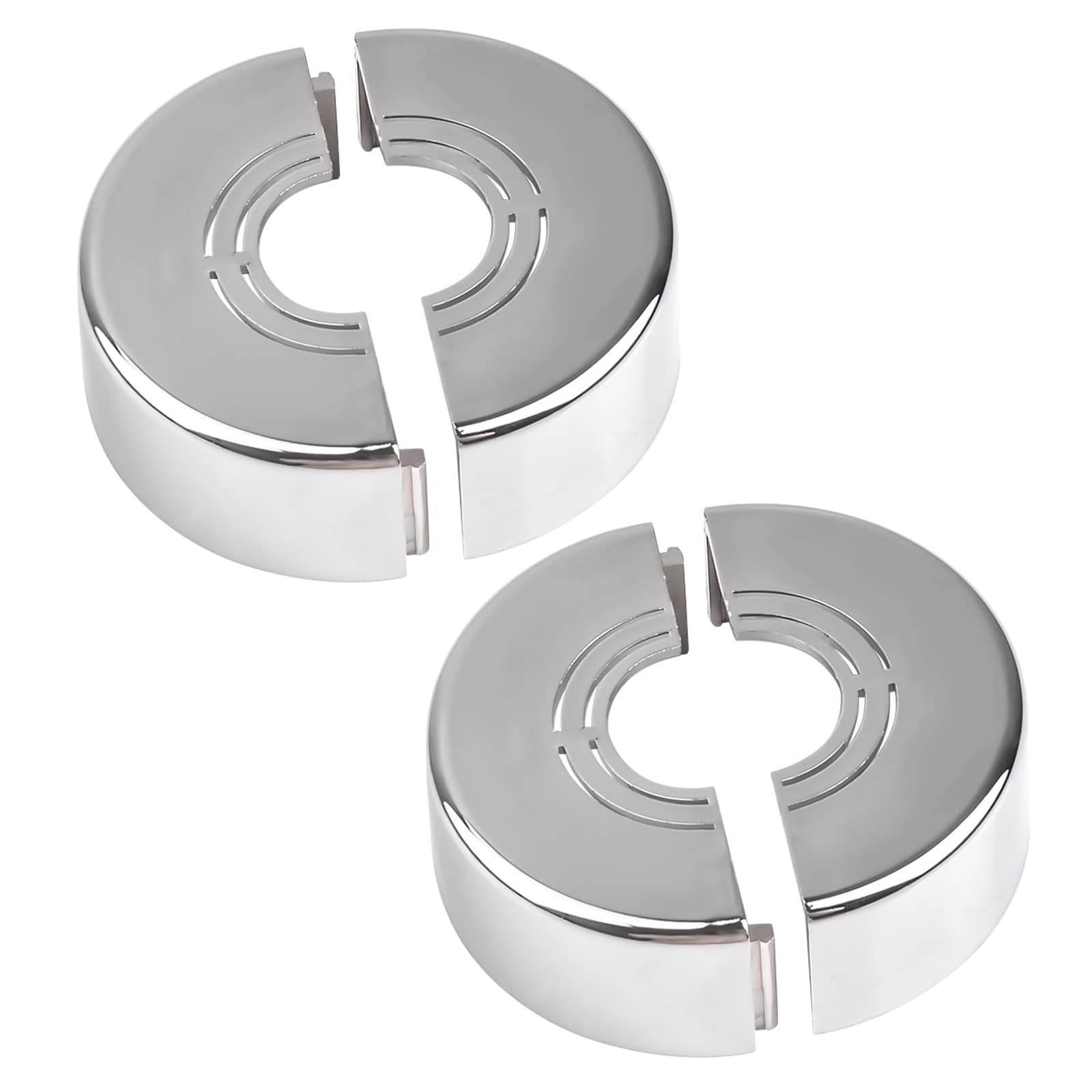 UFURMATE Wall Pipe Cover, 2Pcs Plastic Wall Hole Decoration Split Flange Cover Easy Installation Round Escutcheon Plate Adjustable Wall-Mounted Water Pipe Cover Accessories — image 1