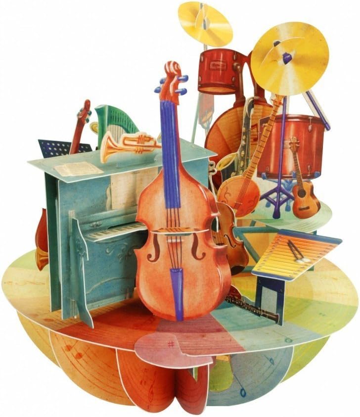 SANTORO Pirouette, 3D Pop Up Greeting Card - Music - for Her Him, Birthday, Graduation, Thank You, red|green|brown, 13 x 16 cm
