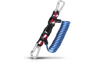 OVOVFANY Scuba Retractable Lanyard, Stainless Steel Double-Clips and Spiral Core Anti-Lost Lanyard with Quick-Release Buckle