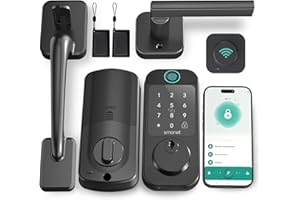 SMONET Smart Lock WiFi Front Door Lock Handle Set, Fingerprint Keyless Entry Keypad Deadbolt, Electronic Handle for Home Exte