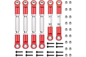 AIYIHOBBY Aluminum Adjustable Tie Rods & Turnbuckles Toe Links Set Linkage Steel for 1/10 Arrma Senton 4X4 550 Granite 4X4 550 Replace AR330446 AR330515 (Red)