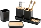 FEILANDUO 5 Pcs Bathroom Accessory Set Black Boho Modern Decor Dispenser view 2