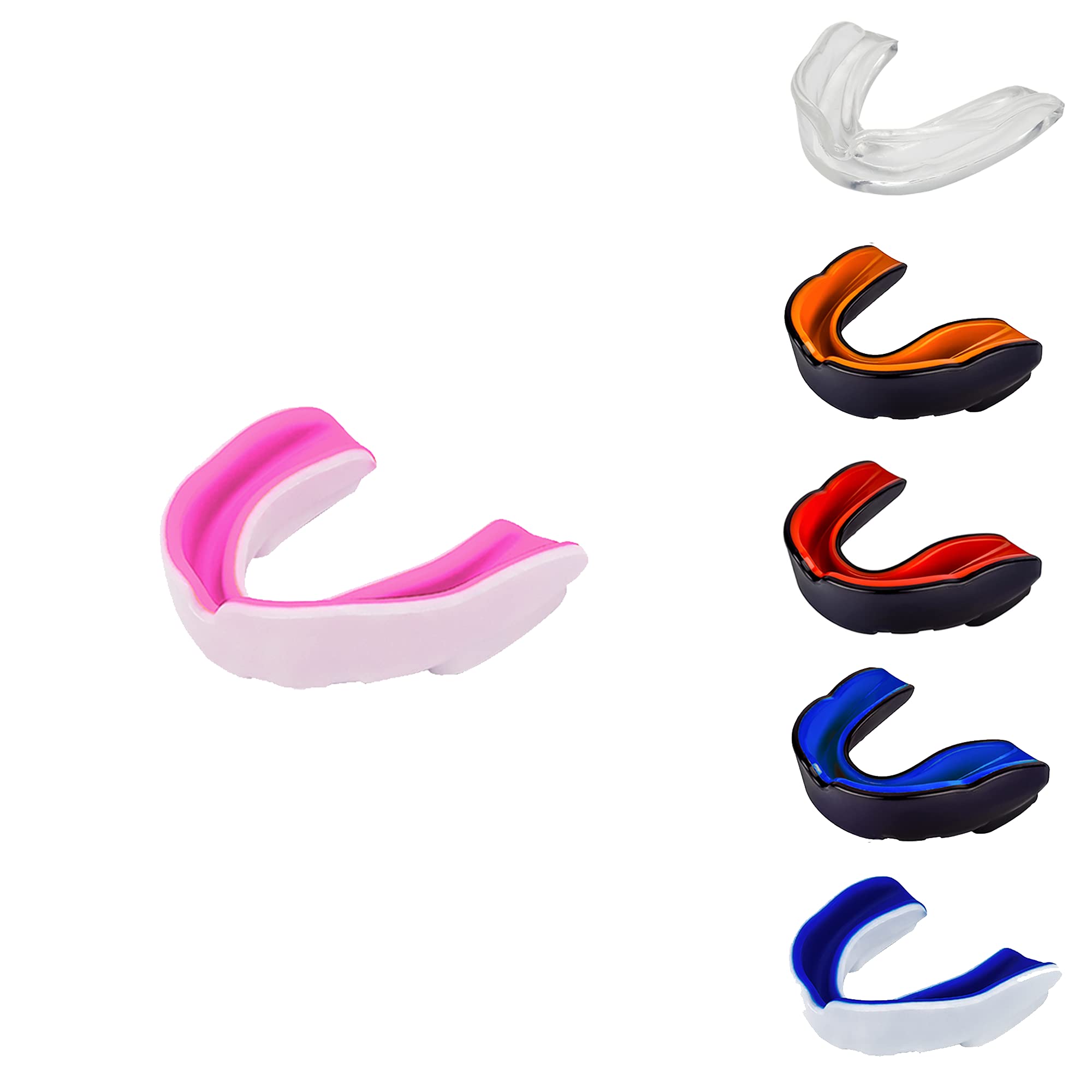 Gum Shield Mouth Guard Adult Youth & Junior Gum Shield for All Contact Sports Mouth Guard Boxing, MMA, Mouthguard Rugby, Football, Lacrosse, Hockey Mouthguard (Pink/White, Adults Over 11 Years) — image 1