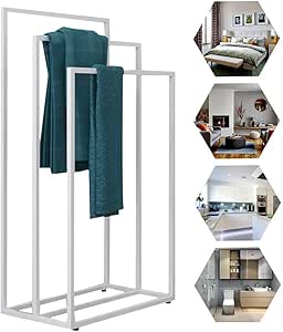 M-TOP - Toallero de pie para baño, Color Negro, con 3 Barras ...