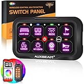 Auxbeam 8 Gang Switch Panel Bluetooth RGB AC-800 with APP&amp;Remote Control | Wireless Remote Control Panel,Toggle/Momentary/Pulsed Switch Pod,On/Off Backlight,Waterproof for Truck UTV,3 Years Warranty