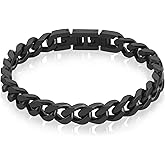 Hengbofeng Bracelets for Men,Stainless Steel Cuban Link Chain for Men,fashion mens bracelet Jewelry With, For Dad, Friends, Brother Gifts(Gold, Silvery, Black,two tone bracelet)