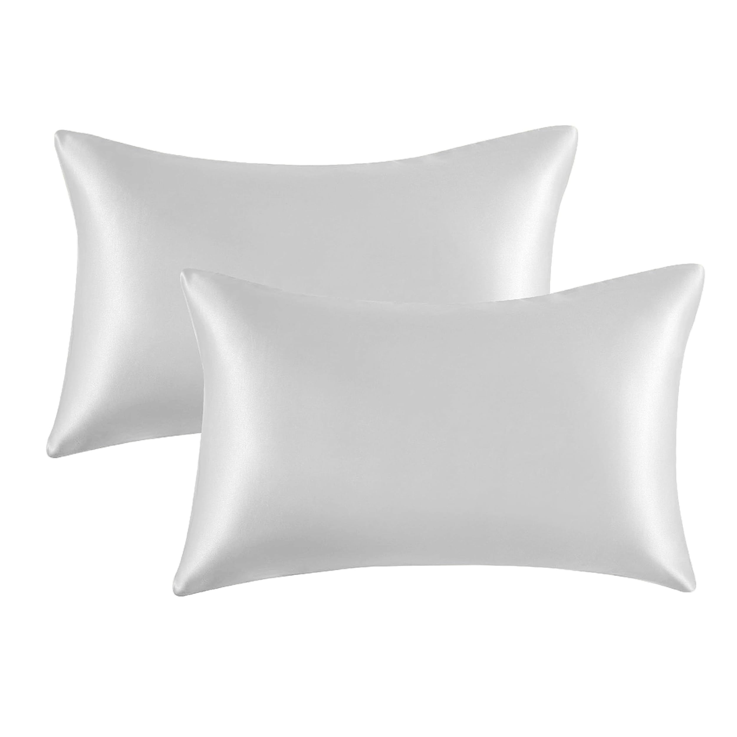 My home store Satin Pillow Cases 2 Pack - White Silk Pillowcase for Hair and Skin - Standard Size with Hypoallergenic Envelope Closure, 50 x 75 cm