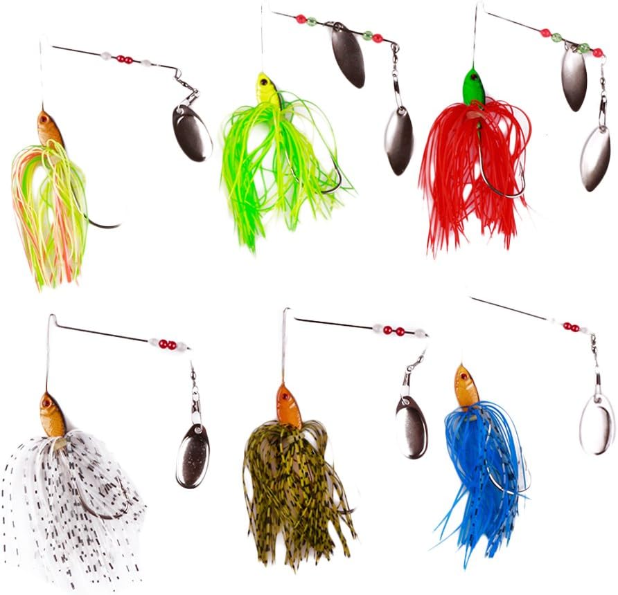 Bass Spinnerbait, 6 Pcs Fishing Lures Spinner Baits, Fishing Hard Spinner Lures, Bass Trout Salmon Hard Metal Spinnerbait by Free Fisher : Fishing Spinners And Spinnerbaits : Sports & Outdoors