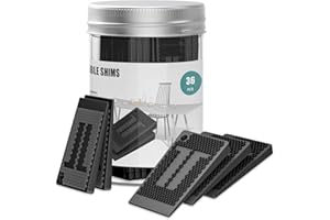 Plastic Shims for Leveling - 36 Piece Jar, Strong and Durable Table Wedges, DIY Levelers for Furniture, Chair, Cabinet, Table