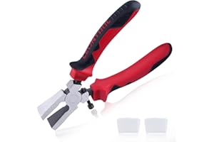 LEONTOOL 6-inch Glass Breaking Pliers Flat Jaw Key Fob Pliers with Rubber Tips, Stained Glass Tools Mosaics Breaking Tool wit