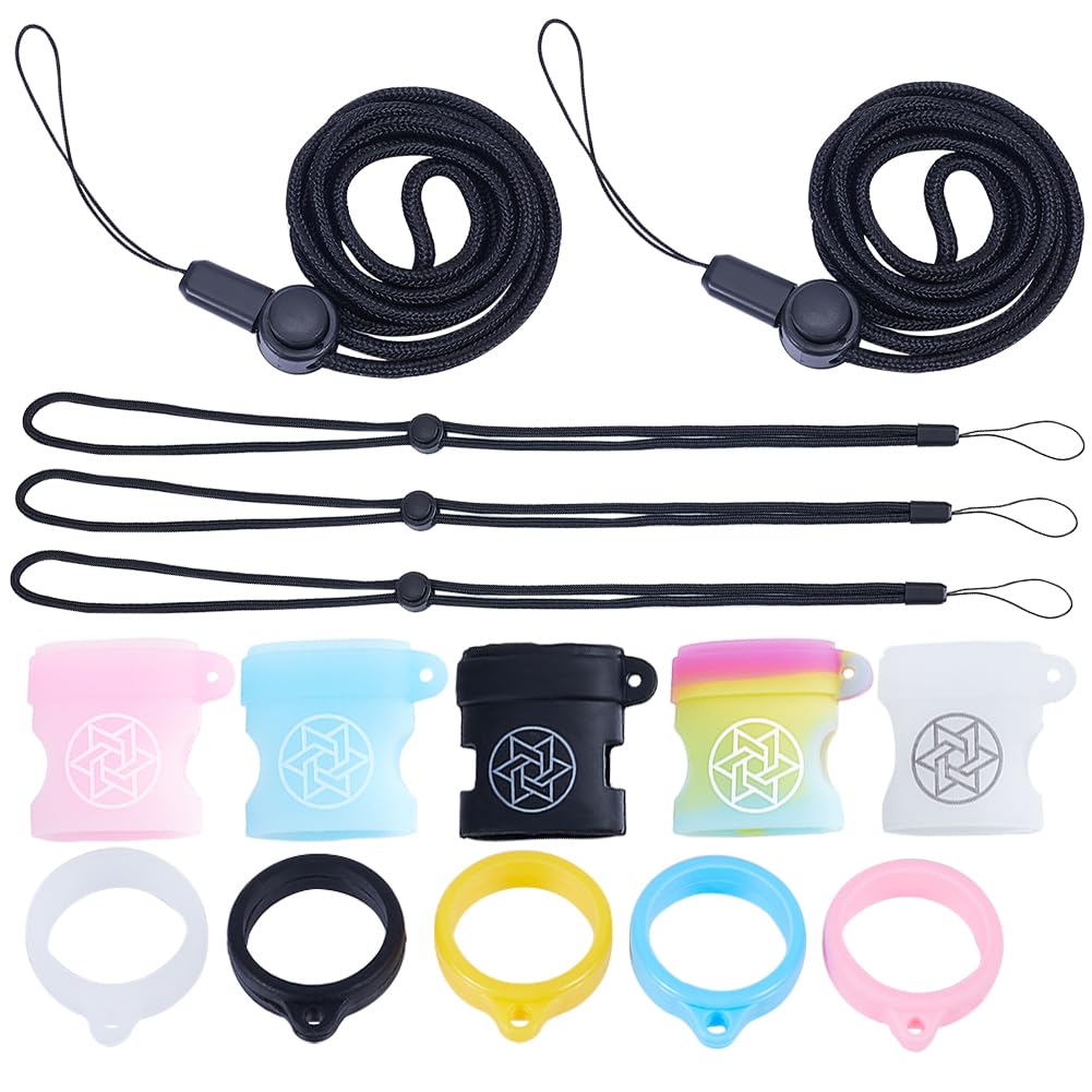 Photo 1 of CRASPIRE 39Pcs Anti-Lost Lanyard Set with 30pcs Silicone Rubber Rings 20/20.5mm 3Pcs Lanyards Strap Pendant Necklace 6Pcs Adjustable Soft Protective Replacement Fixing Rings Pen Case Keychain