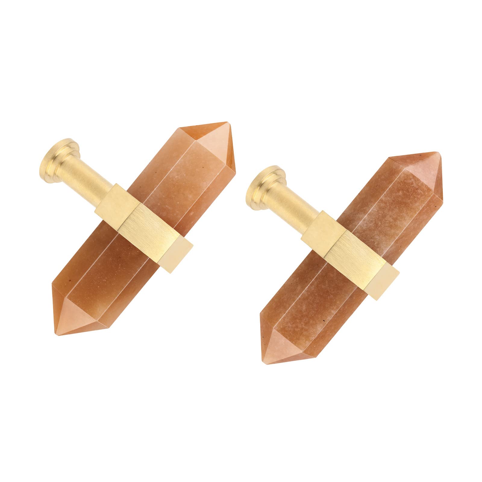 mookaitedecor Set of 2 70mm Red Aventurine Crystal Stone Wands Drawer Knobs with Screws, Healing Crystal Gifts, Semi Preicous Stones Quartz Pull Handles for Cabinet Cupboard Wardrobe Home Decor
