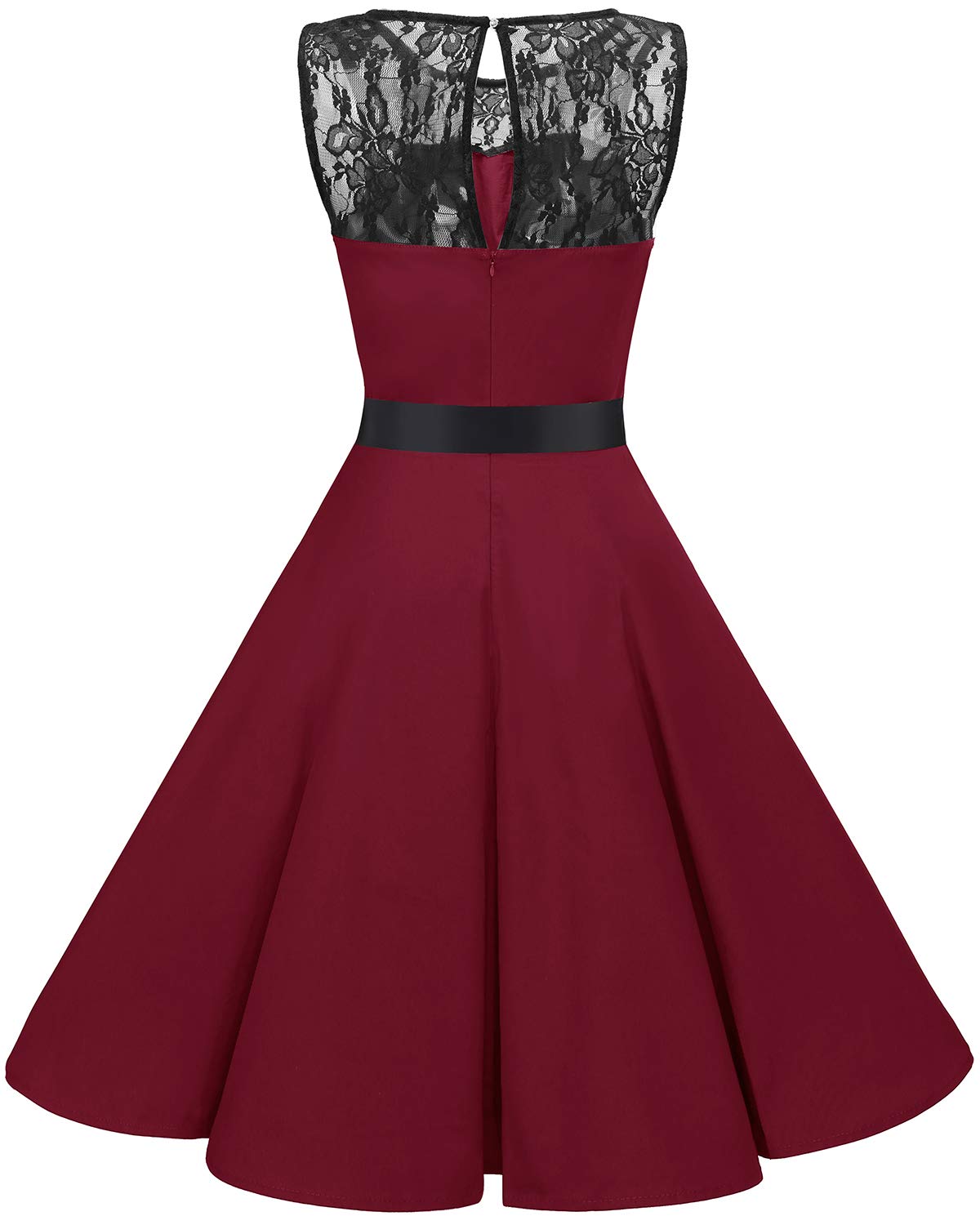 black 1950s lace floral swing dress Black 1950s Floral Swing Dress main image 0