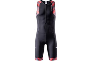 MY KILOMETRE Men’s Triathlon Tri Suit with 2 Big Side Pockets Triathlon Racing Suit with Front Zip