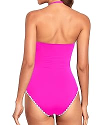Holipick Women Hot Pink with White One Piece