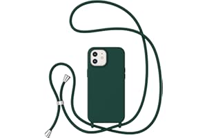 ZTOFERA Crossbody Case for iPhone 12/12 Pro 6.1",Liquid Silicone Case with Adjustable Neck Cord Strap,Shockproof Soft Slim TPU Protective Cover for iPhone 12 & iPhone 12 Pro-Green