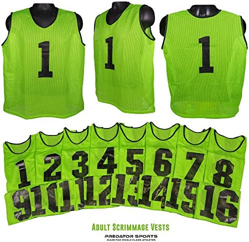 Predator Sports Two Tone Adult Athletic Scrimmage Vests # 1-16 (Adult, Neon Green)