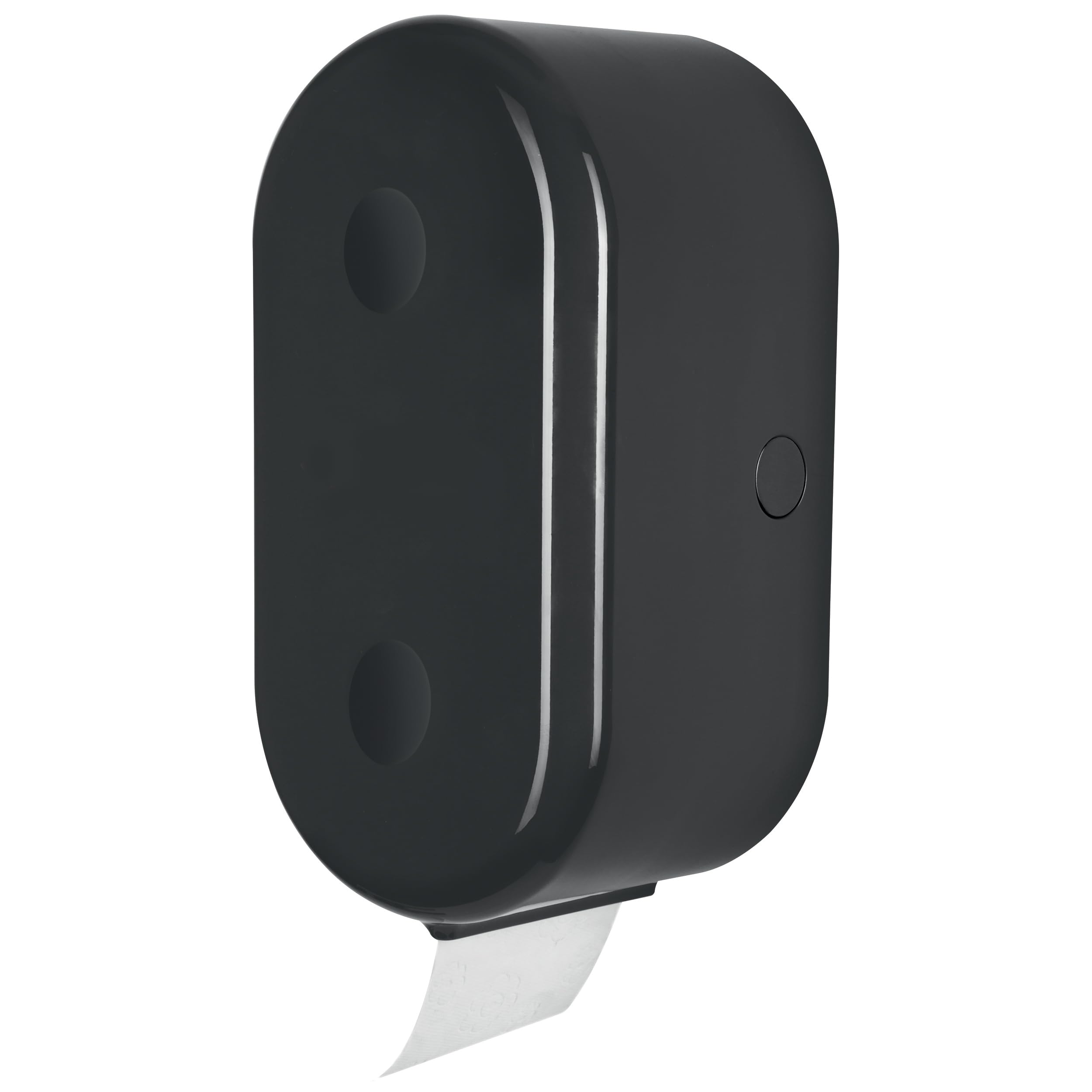 Spirella Toilet Roll Holder + Spare Roll Holder "Cube" for Gluing or Drilling Black