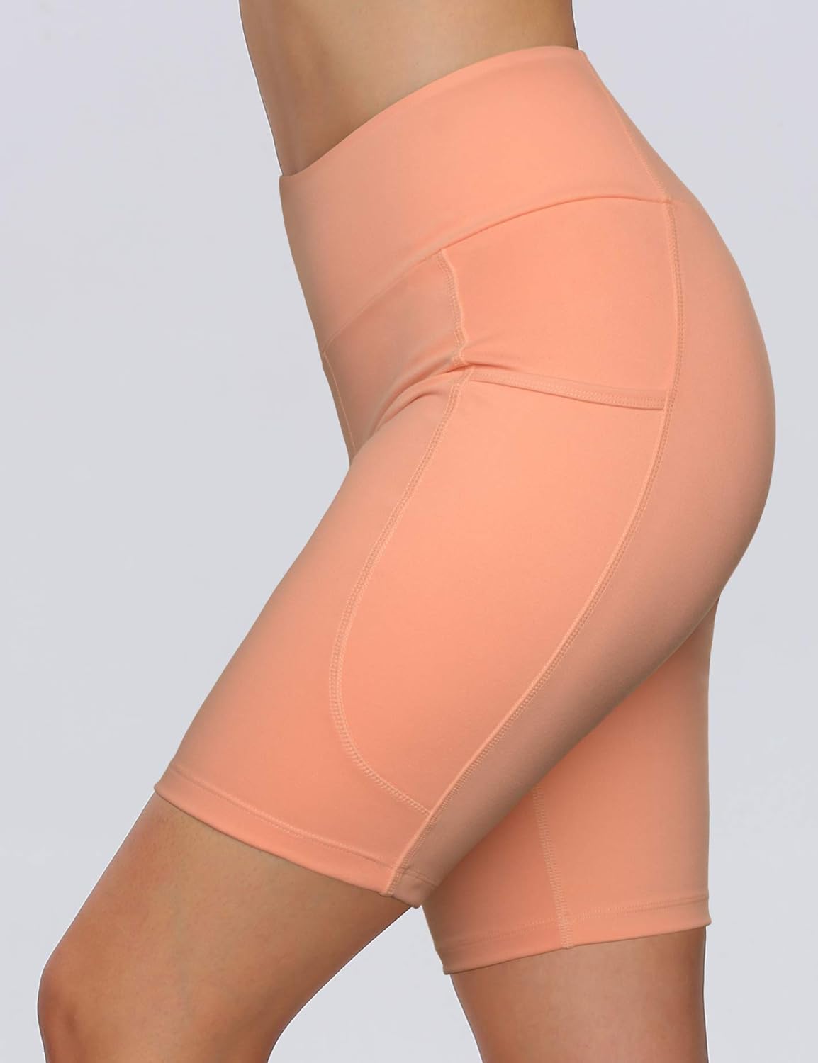 MOVE BEYOND Buttery Soft Women's 8'' High Waist Workout Yoga Shorts with Side Pockets Non See-Through Running Athletic Shorts: Clothing